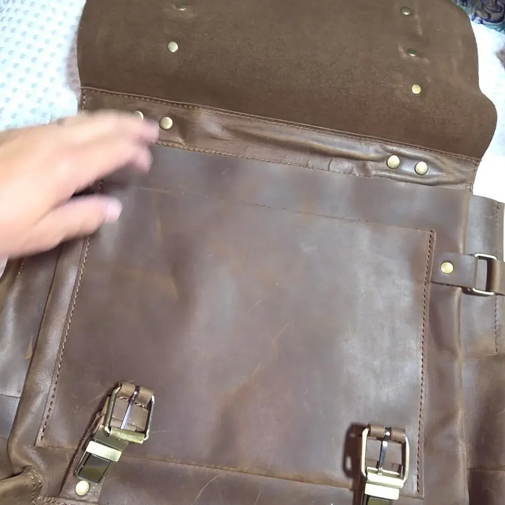 UNIVERSE FULL GRAIN LEATHER  LAPTOP MESSENGER BAG (NO STRAP)